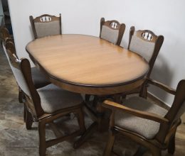 München fa étkező garnitúra asztal szék antikolt tölgy