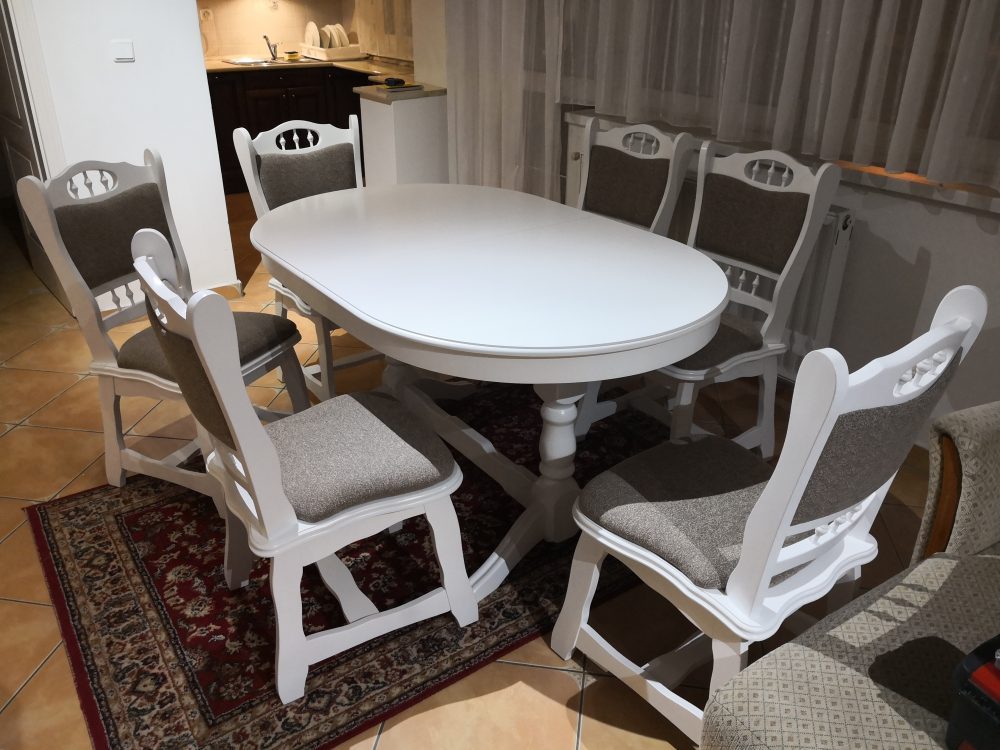 München fehér étkező garnitúra ovális Európa asztal szék
